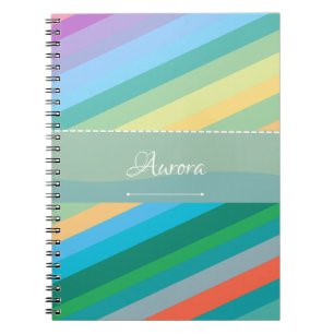 Modern Geometric Striped Design in Cool Colors Notebook