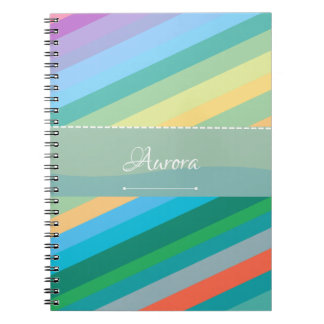 Modern Geometric Striped Design in Cool Colors Notebook