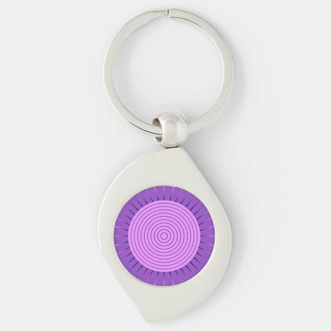 Modern Geometric Sunburst - Amethyst Purple Key Ring (Front)