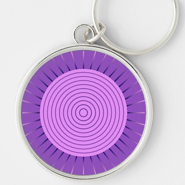 Modern Geometric Sunburst - Amethyst Purple Key Ring (Front)