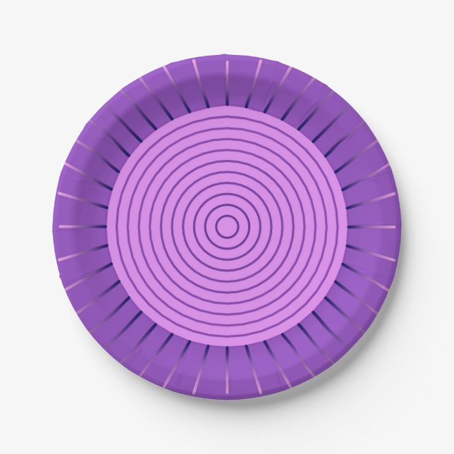 Modern Geometric Sunburst - Amethyst Purple Paper Plate (Front)