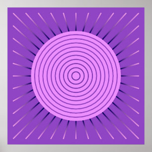 Modern Geometric Sunburst - Amethyst Purple Poster