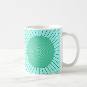 Modern Geometric Sunburst - Aqua and Seafoam Green Coffee Mug