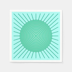 Modern Geometric Sunburst - Aqua and Seafoam Green Napkin