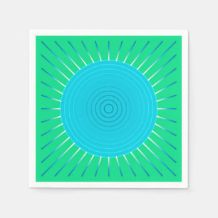 Modern Geometric Sunburst - Blue and Jade Green Napkin