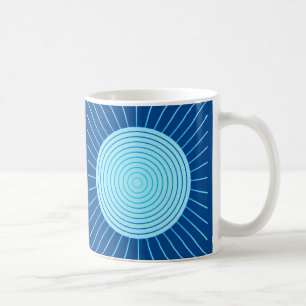 Modern Geometric Sunburst - Cobalt Blue and Aqua Coffee Mug