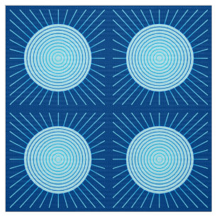 Modern Geometric Sunburst - Cobalt Blue and Aqua Fabric