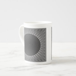 Modern Geometric Sunburst - Dark Haematite Grey Bone China Mug