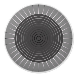 Modern Geometric Sunburst - Dark Haematite Grey Ceramic Knob