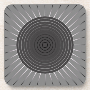 Modern Geometric Sunburst - Dark Haematite Grey Coaster