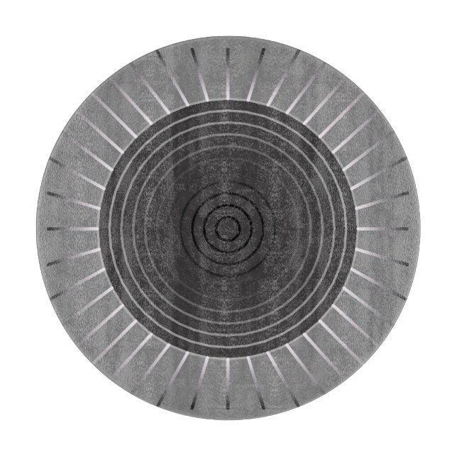 Modern Geometric Sunburst - Dark Haematite Grey Cutting Board (Front)