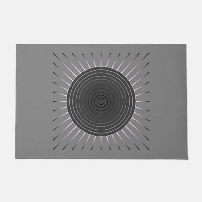 Modern Geometric Sunburst - Dark Haematite Grey Doormat (Front)