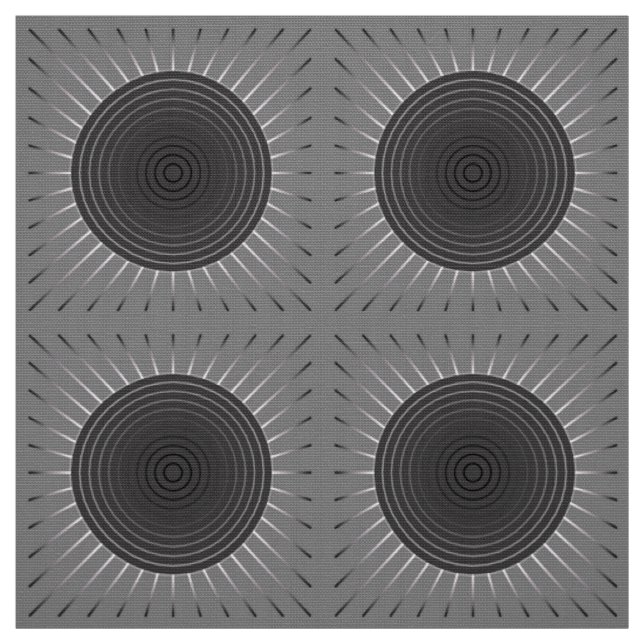 Modern Geometric Sunburst - Dark Haematite Grey Fabric (Swatch)