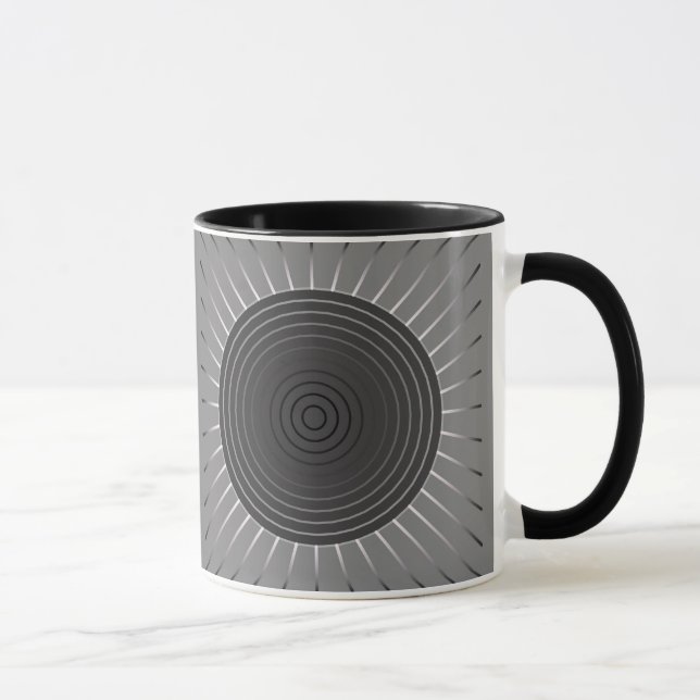 Modern Geometric Sunburst - Dark Haematite Grey Mug (Right)