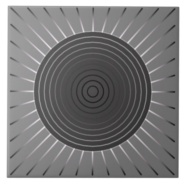 Modern Geometric Sunburst - Dark Haematite Grey Tile (Front)