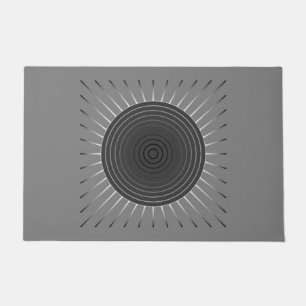Modern Geometric Sunburst - Dark Hematite Gray Doormat