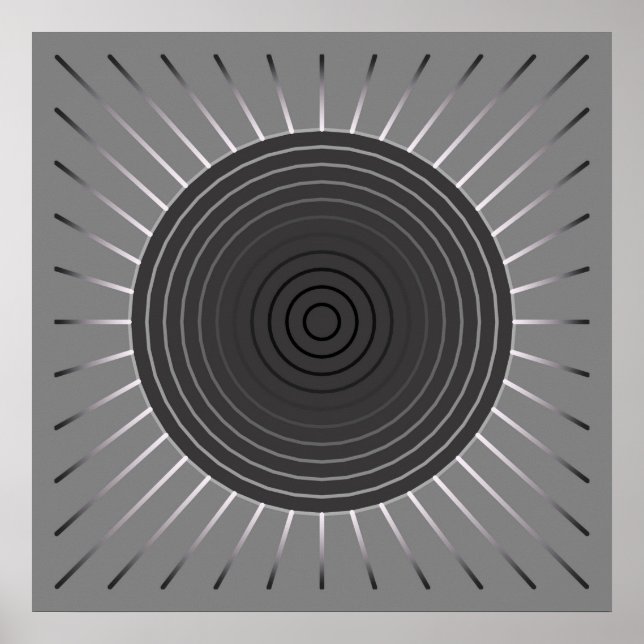 Modern Geometric Sunburst - Dark Hematite Grey Poster (Front)