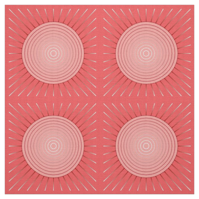 Modern Geometric Sunburst - Deep Coral Pink Fabric (Swatch)