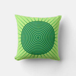 Modern Geometric Sunburst - Emerald Green and Lime Cushion