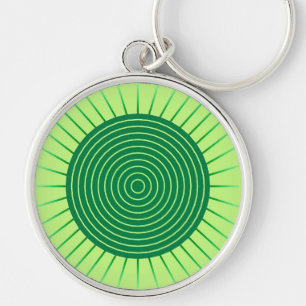 Modern Geometric Sunburst - Emerald Green and Lime Key Ring