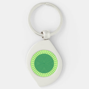 Modern Geometric Sunburst - Emerald Green and Lime Key Ring