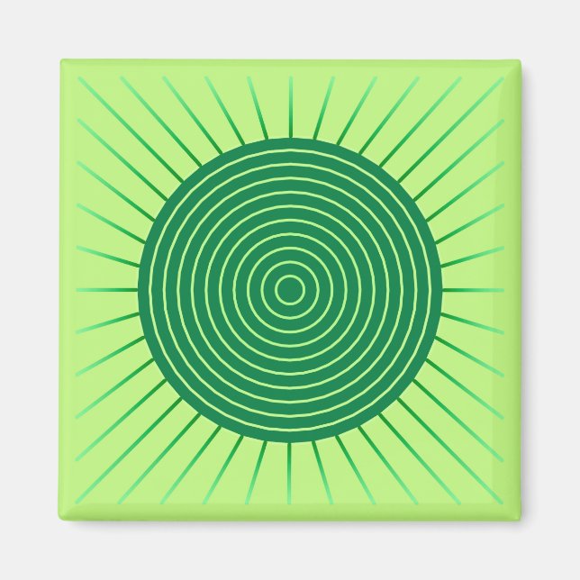 Modern Geometric Sunburst - Emerald Green and Lime Magnet (Front)