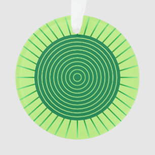 Modern Geometric Sunburst - Emerald Green and Lime Ornament