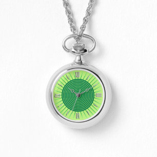 Modern Geometric Sunburst - Emerald Green and Lime Watch