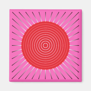 Modern Geometric Sunburst - Fuchsia and Red Magnet