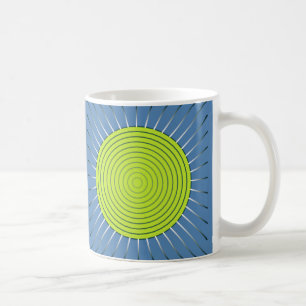 Modern Geometric Sunburst - Lime and Denim Blue Coffee Mug