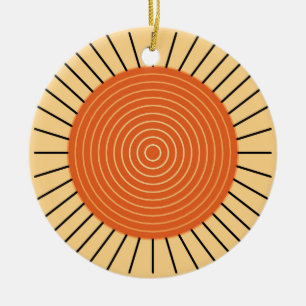 Modern Geometric Sunburst - Mandarin Orange Ceramic Tree Decoration