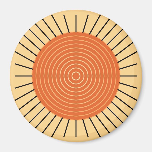 Modern Geometric Sunburst - Mandarin Orange Magnet (Front)