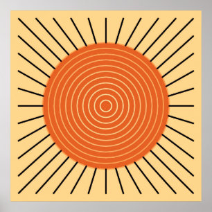 Modern Geometric Sunburst - Mandarin Orange Poster