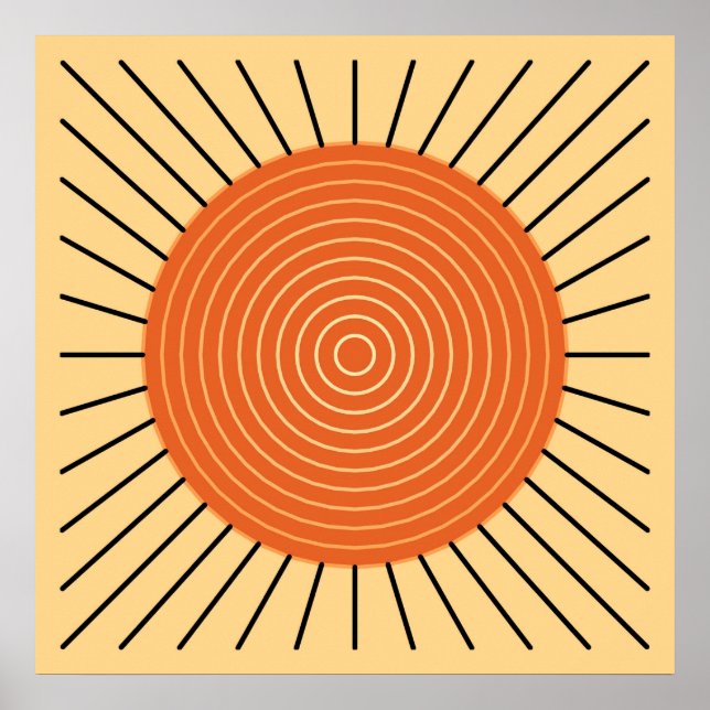 Modern Geometric Sunburst - Mandarin Orange Poster (Front)