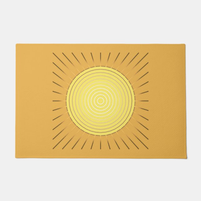 Modern Geometric Sunburst, Mustard Gold / Yellow Doormat (Front)
