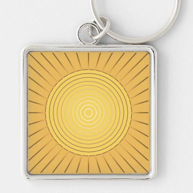 Modern Geometric Sunburst - Mustard Gold / Yellow Key Ring (Front)