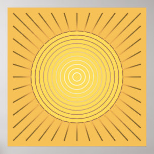 Modern Geometric Sunburst - Mustard Gold / Yellow Poster