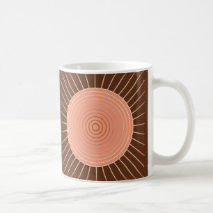 Modern Geometric Sunburst - Peach and Brown Coffee Mug