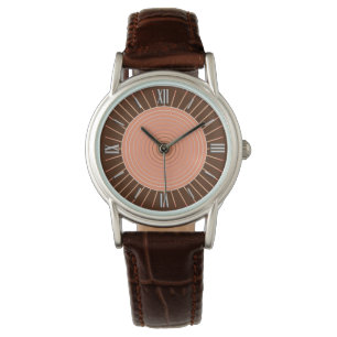Modern Geometric Sunburst - Peach and Brown Watch