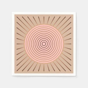 Modern Geometric Sunburst - Peach and Tan Napkin