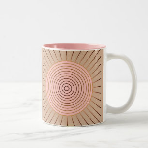 Modern Geometric Sunburst - Peach and Tan Two-Tone Coffee Mug