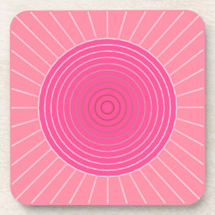 Modern Geometric Sunburst - Shades of Coral Pink Coaster