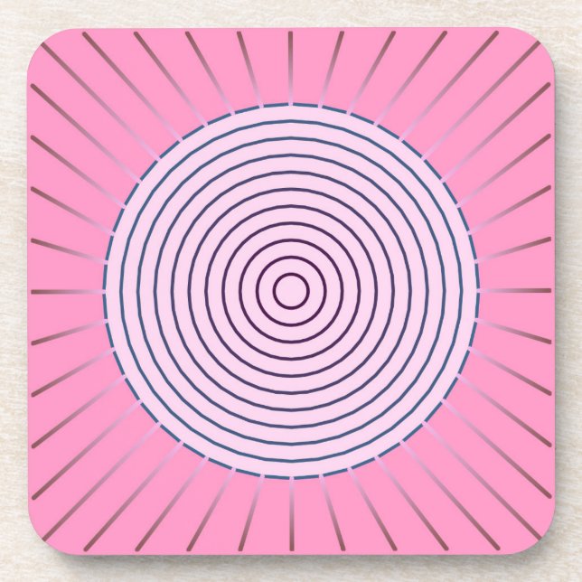 Modern Geometric Sunburst - Shades of Pink Coaster (Front)