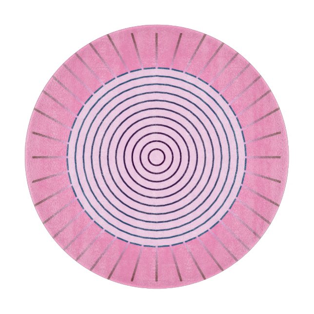 Modern Geometric Sunburst - Shades of Pink Cutting Board (Front)