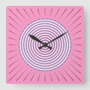 Modern Geometric Sunburst - Shades of Pink Square Wall Clock