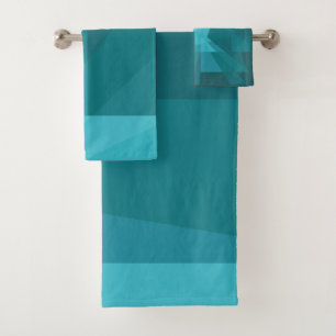 Modern Geometric Teal  Colour Design_Abstract Bath Towel Set