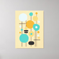 Modern Geometric Teal Orange Abstract Art