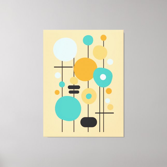 Modern Geometric Teal Orange Abstract Art Canvas Print (Front)