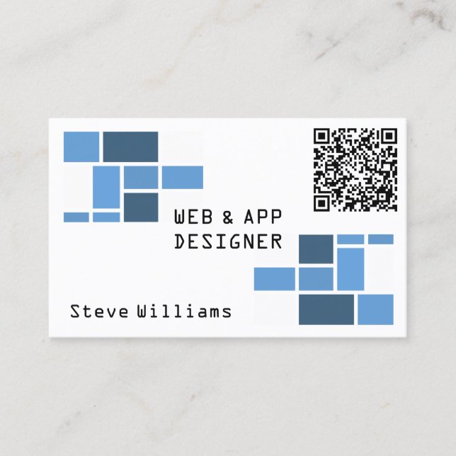 Modern geometric template with QR code Business Card (Front)