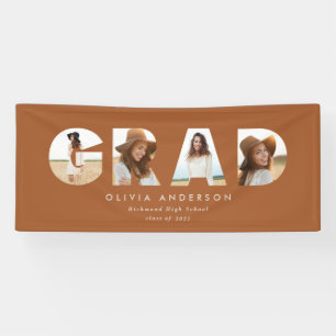 Modern geometric terracotta multi photo graduation banner